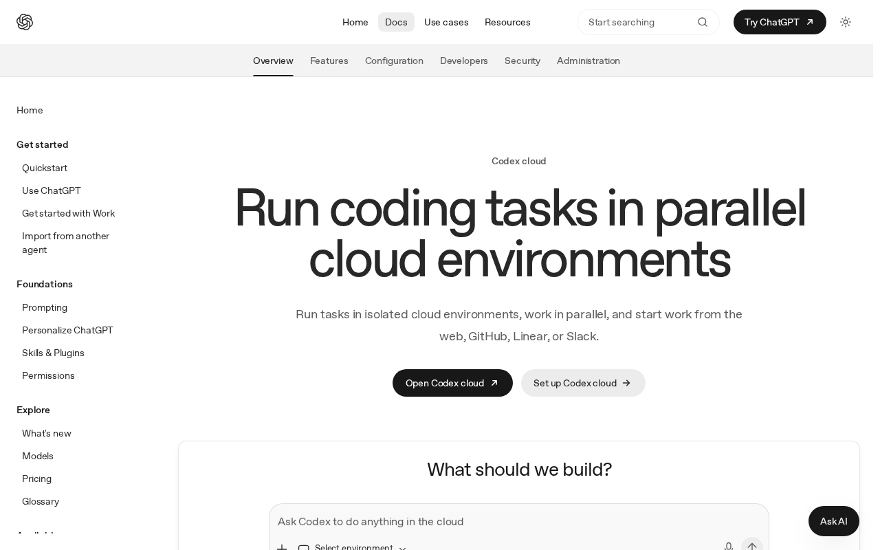 Codex cloud docs